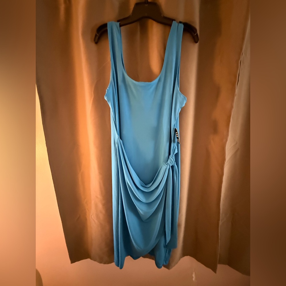 Express Sleeveless Draped Midi Dress in Sky Blue
